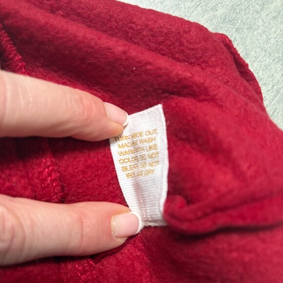 Baby Gap Fleece Pom Pom Beanie Velcro Chin Strap Red Size - Picture 7 of 7